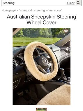 Vermont Country Store Australian Sheepskin Steering Wheel Cover - Natural Beige